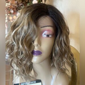 Lace Front Water Wave Swiss Lace Deep Part Latte/ Blonde/Brown Wig Motown Tress